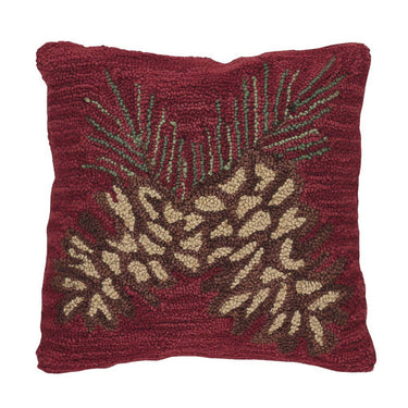 Pinecone Hooked Pillow Polyester Fill 18